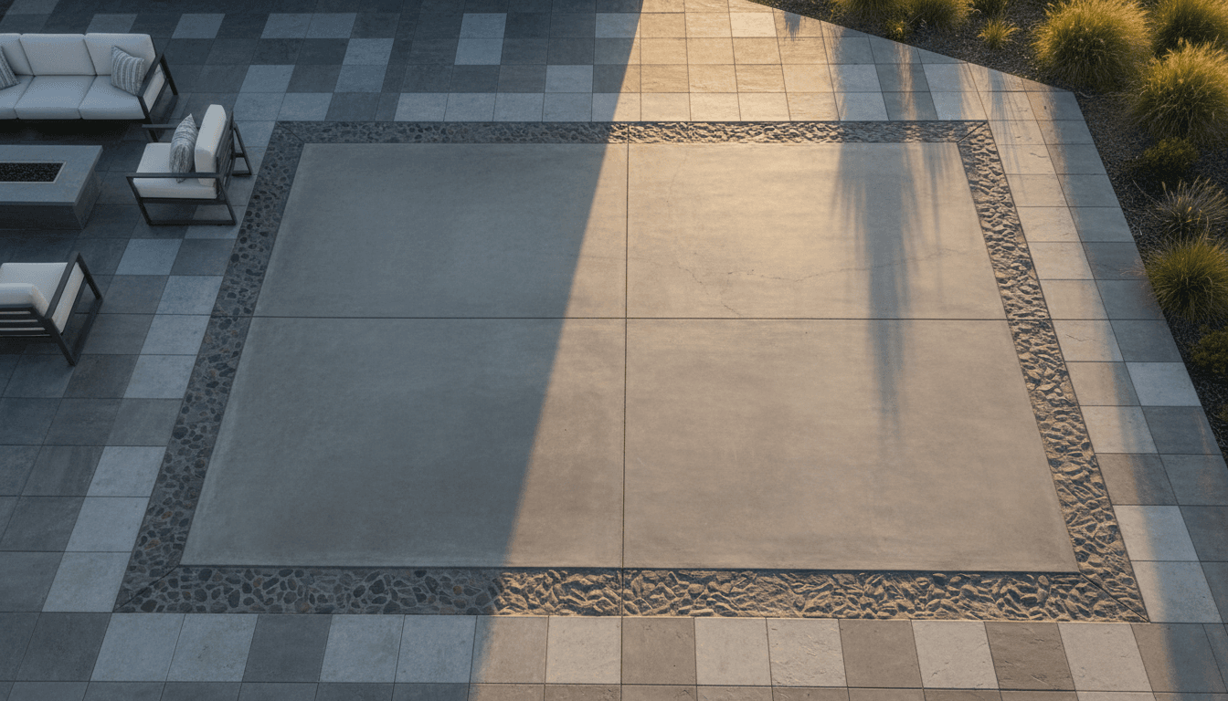 Completed concrete patio with decorative finishes