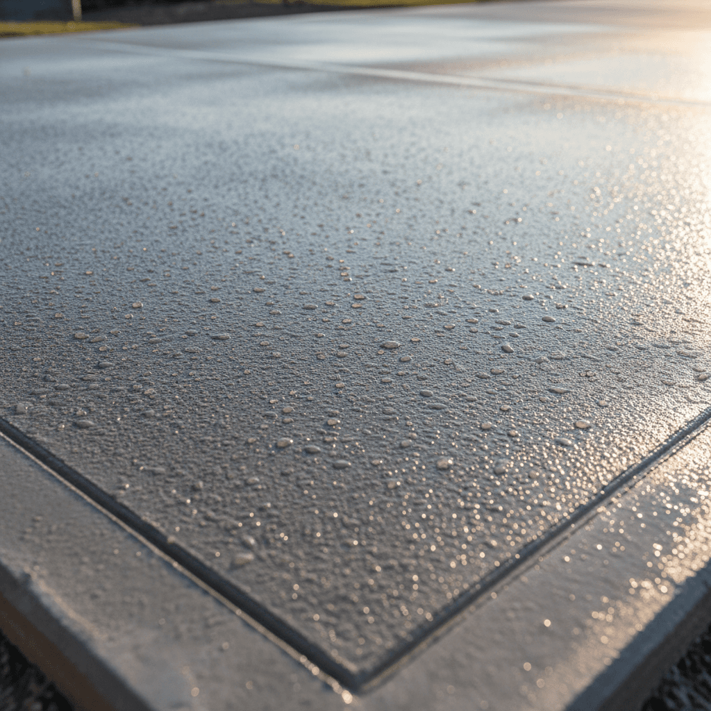 Finished concrete driveway with smooth professional surface
